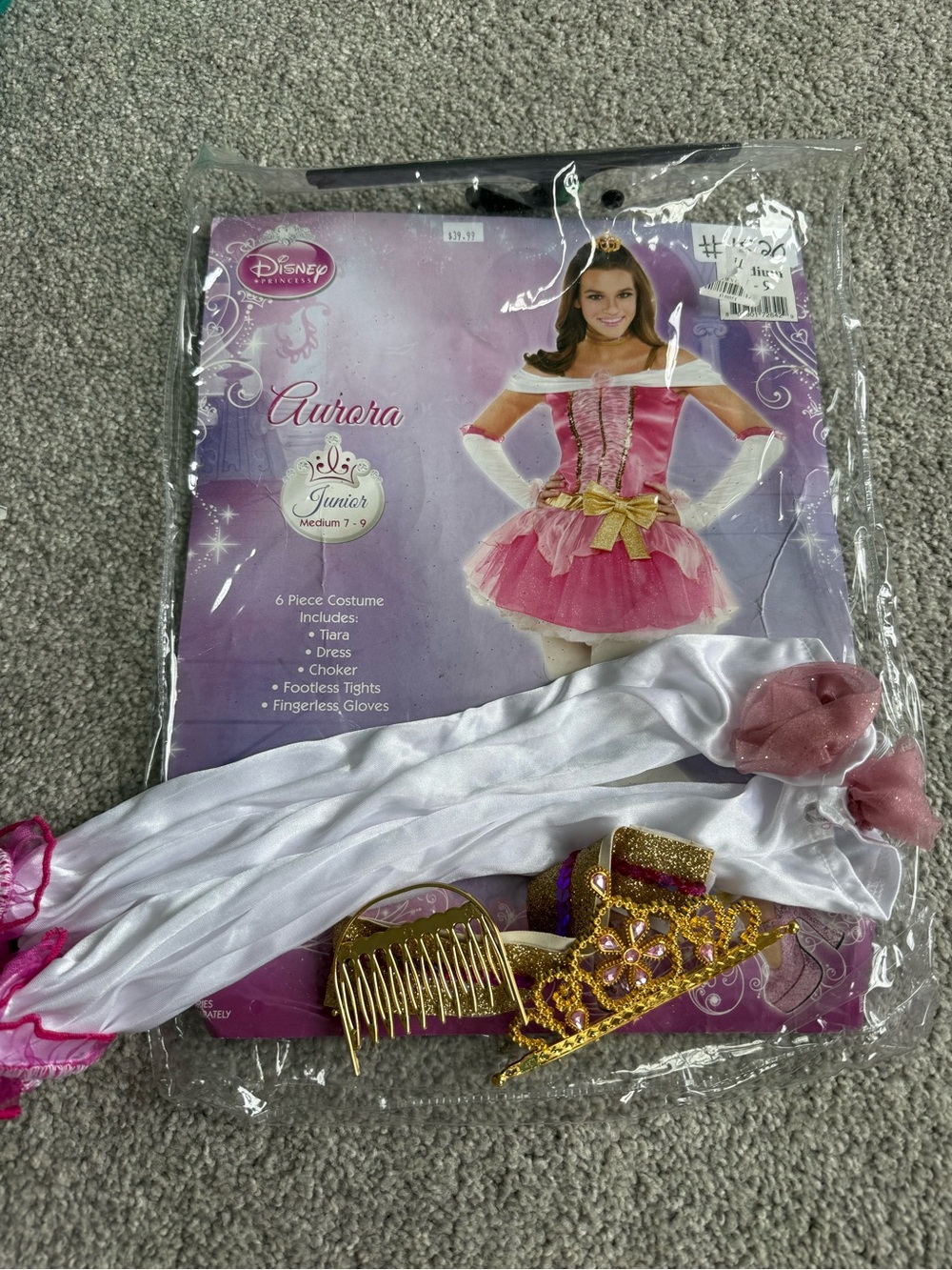 Disney Aurora Girls Pink and Gold Princess Costume Dress